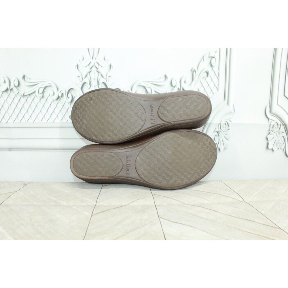 LL BEAN Brown Leather Split Toe Slip On Comfort Shoes Size 8 M - Picture 9 of 9
